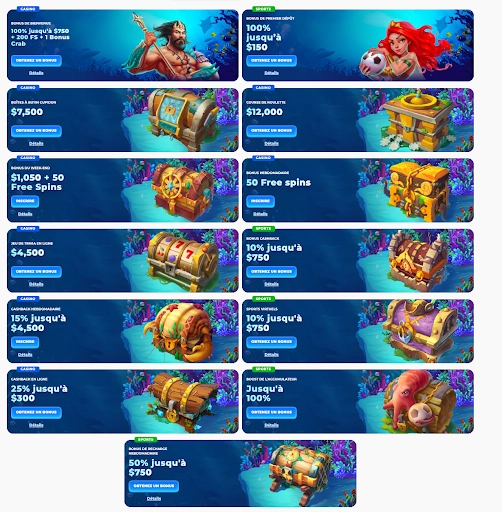 Posido Casino - Bonus de bienvenue, cashback et offres exclusives Offres et bonus chez Posido Casino